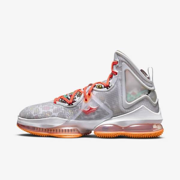 Nike LeBron 19 Men\'s Basketball Shoes Grey / Orange / Light Red / Green | NK250SAT