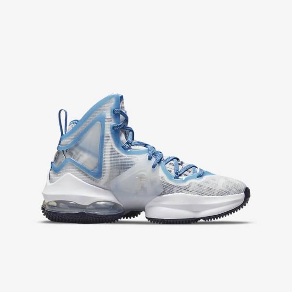 Nike LeBron 19 Older Kids' Basketball Shoes White / Blue | NK194QUK