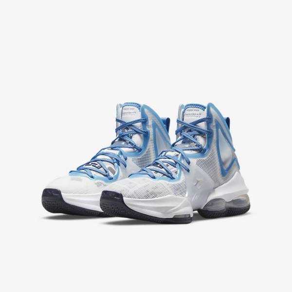 Nike LeBron 19 Older Kids' Basketball Shoes White / Blue | NK194QUK