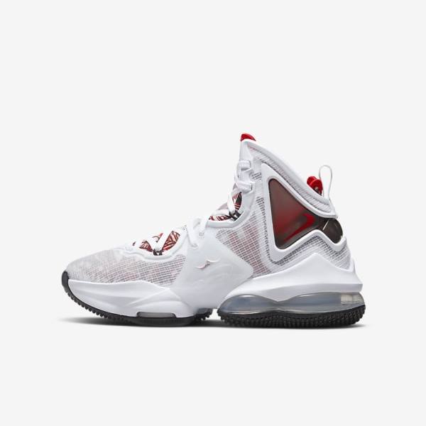 Nike LeBron 19 Older Kids\' Basketball Shoes White / Black / Red | NK315BRW