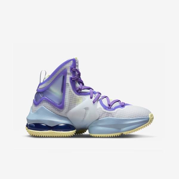 Nike LeBron 19 Older Kids' Basketball Shoes Blue / Purple | NK467VHY