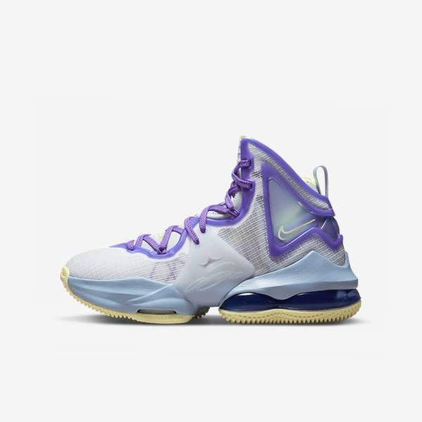 Nike LeBron 19 Older Kids\' Basketball Shoes Blue / Purple | NK467VHY