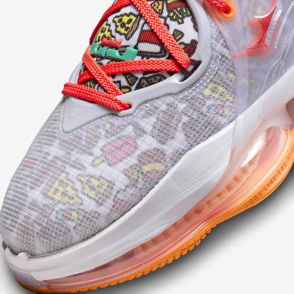 Nike LeBron 19 Women's Basketball Shoes Grey / Orange / Light Red / Green | NK269SOK