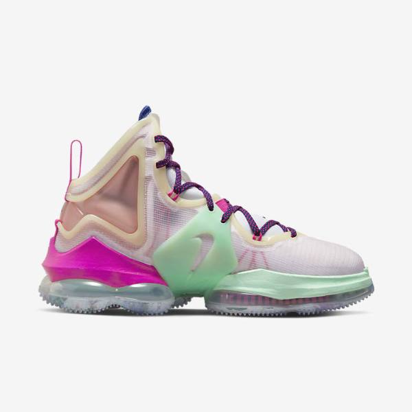 Nike LeBron 19 Women's Basketball Shoes Blue / Light Green / White / Burgundy | NK347WMG