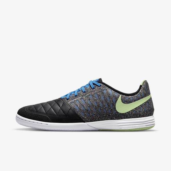 Nike Lunar Gato II IC Indoor Court Men\'s Football Shoes Black / Light Blue / Light Green | NK657QJD