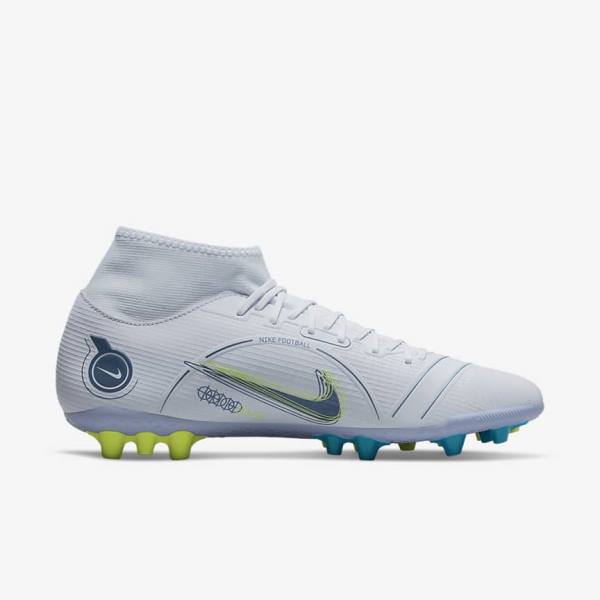 Nike Mercurial Superfly 8 Academy AG Artificial-Grass Men's Football Shoes Grey / Light Blue / Dark Blue | NK350LAW