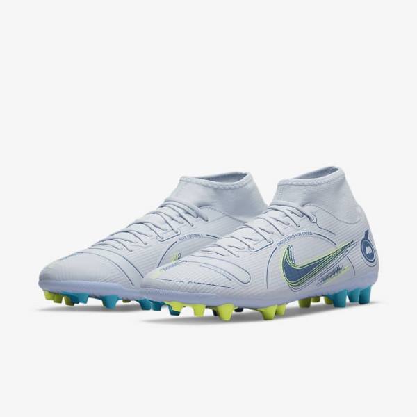 Nike Mercurial Superfly 8 Academy AG Artificial-Grass Men's Football Shoes Grey / Light Blue / Dark Blue | NK350LAW