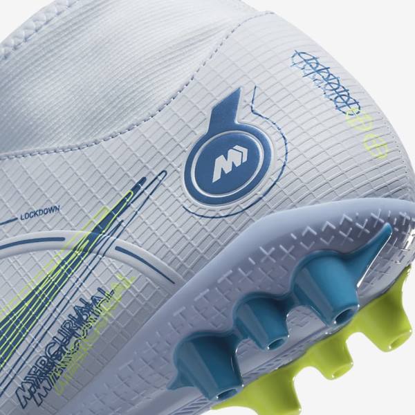 Nike Mercurial Superfly 8 Academy AG Artificial-Grass Men's Football Shoes Grey / Light Blue / Dark Blue | NK350LAW