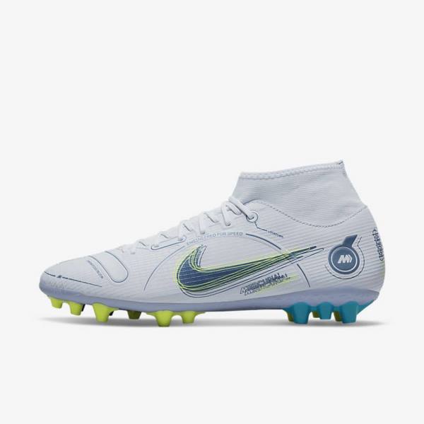 Nike Mercurial Superfly 8 Academy AG Artificial-Grass Women\'s Football Shoes Grey / Light Blue / Dark Blue | NK524CIE