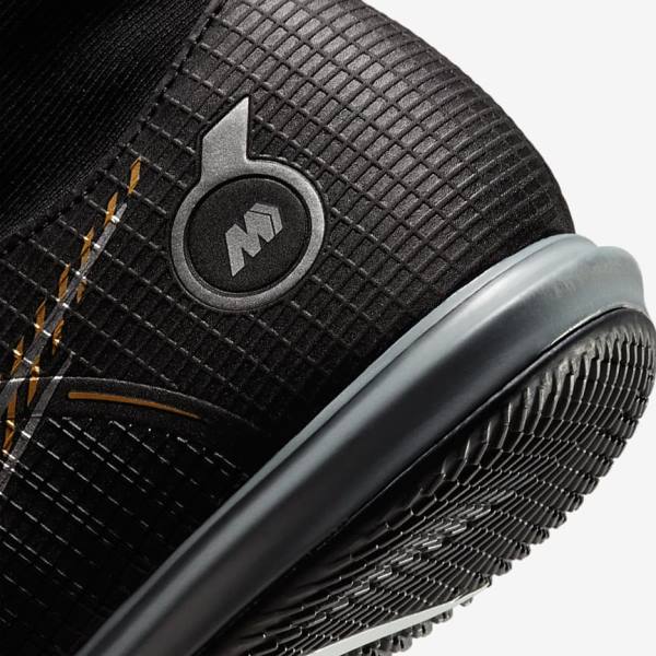 Nike Mercurial Superfly 8 Academy IC Indoor-Court Men's Football Shoes Black / Metal Silver / Grey / Metal Gold | NK280MFO