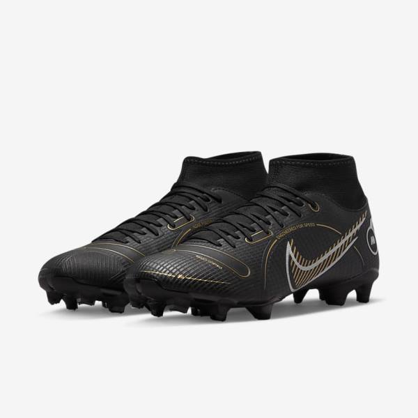 Nike Mercurial Superfly 8 Academy MG Multi-Grounds Men's Football Shoes Black / Metal Silver / Grey / Metal Gold | NK591FYP