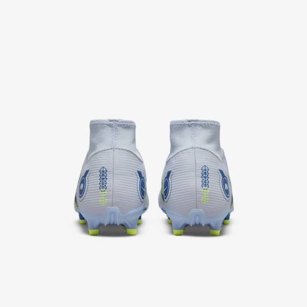 Nike Mercurial Superfly 8 Academy MG Multi-Grounds Men's Football Shoes Grey / Light Blue / Dark Blue | NK609PNQ