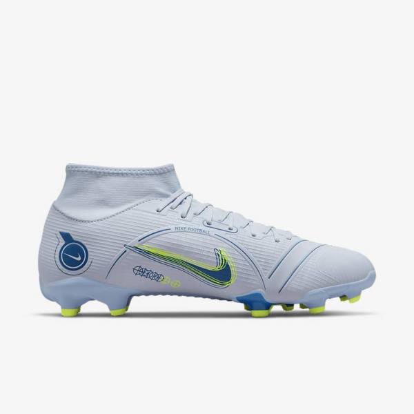 Nike Mercurial Superfly 8 Academy MG Multi-Grounds Women's Football Shoes Grey / Light Blue / Dark Blue | NK860AQX