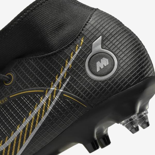 Nike Mercurial Superfly 8 Academy SG-PRO Anti-Clog Traction Soft-Grounds Women's Football Shoes Black / Metal Silver / Grey / Metal Gold | NK310COH