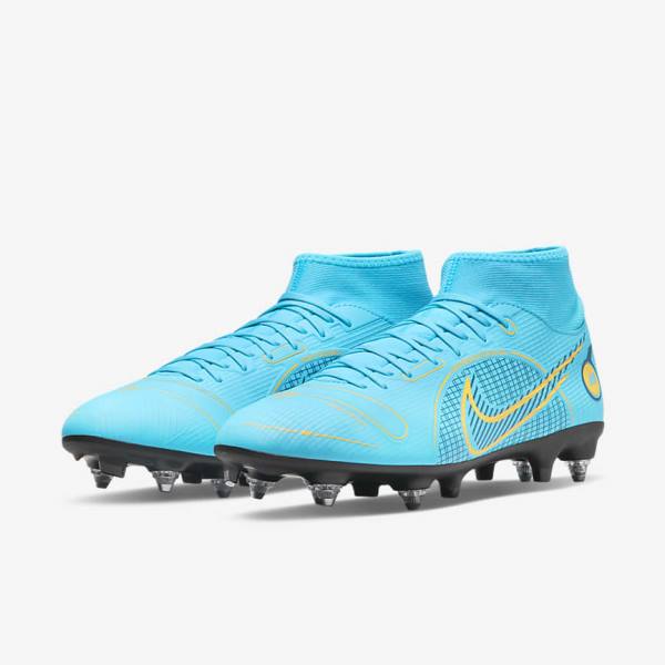 Nike Mercurial Superfly 8 Academy SG-PRO Anti-Clog Traction Soft-Grounds Men's Football Shoes Blue / Orange | NK406GHJ