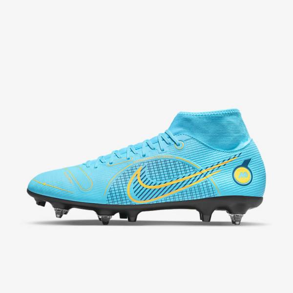 Nike Mercurial Superfly 8 Academy SG-PRO Anti-Clog Traction Soft-Grounds Men\'s Football Shoes Blue / Orange | NK406GHJ