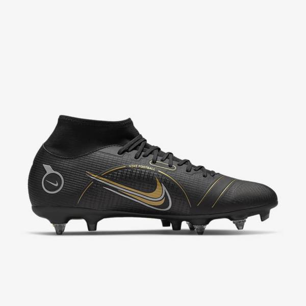 Nike Mercurial Superfly 8 Academy SG-PRO Anti-Clog Traction Soft-Grounds Men's Football Shoes Black / Metal Silver / Grey / Metal Gold | NK931AMH