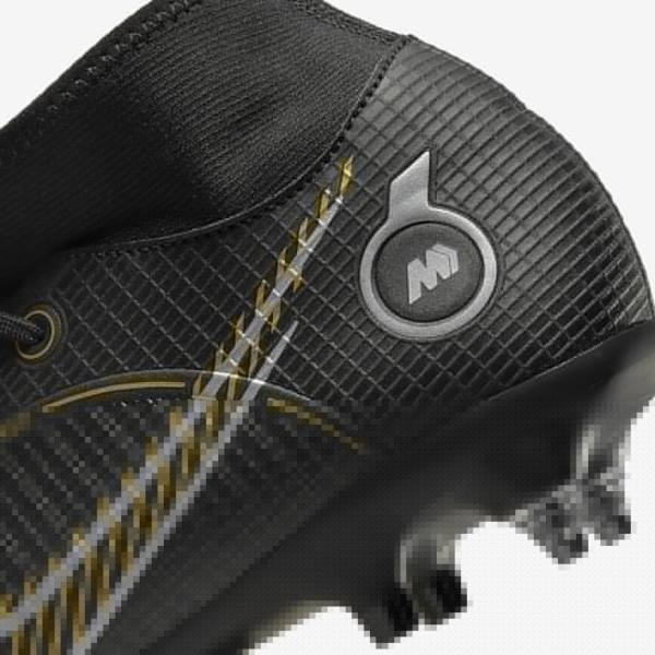 Nike Mercurial Superfly 8 Academy SG-PRO Anti-Clog Traction Soft-Grounds Men's Football Shoes Black / Metal Silver / Grey / Metal Gold | NK931AMH