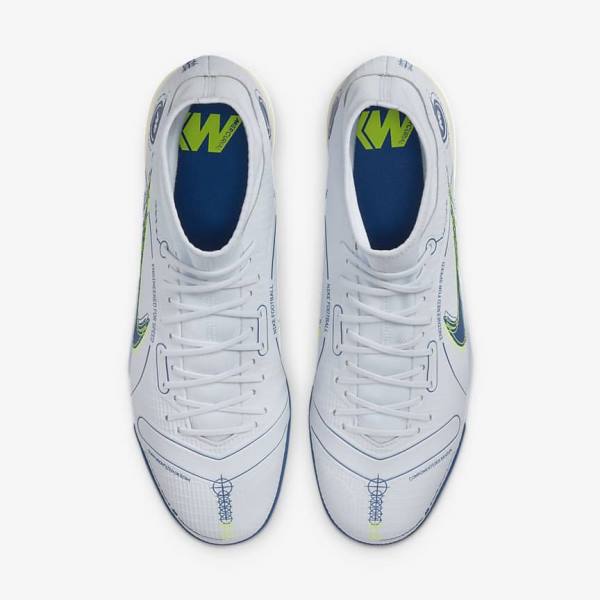 Nike Mercurial Superfly 8 Academy TF Turf Women's Football Shoes Grey / Light Blue / Dark Blue | NK568NAI