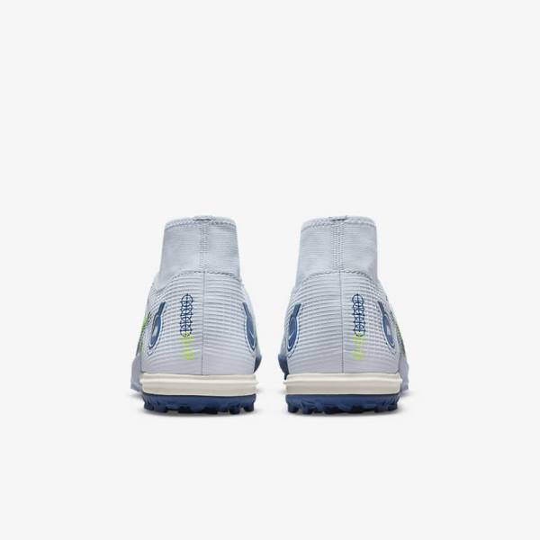 Nike Mercurial Superfly 8 Academy TF Turf Women's Football Shoes Grey / Light Blue / Dark Blue | NK568NAI