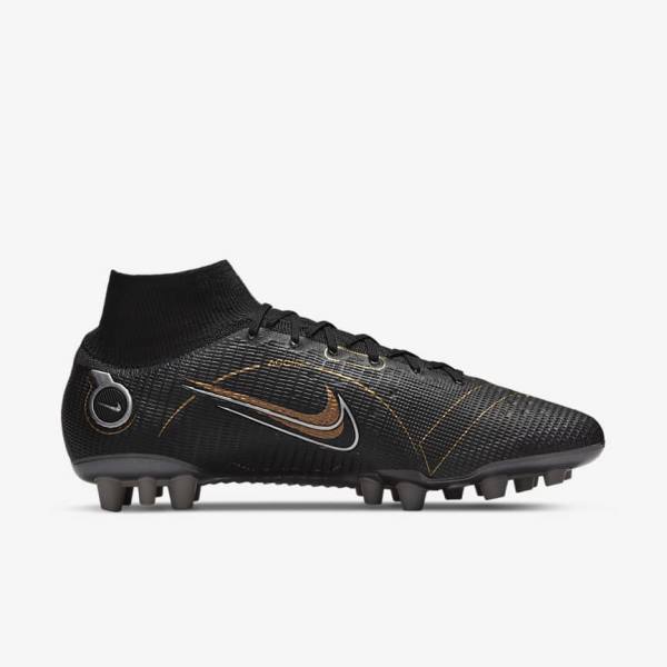 Nike Mercurial Superfly 8 Elite AG Artificial-Grasss Women's Football Shoes Black / Metal Silver / Grey / Metal Gold | NK348RKJ