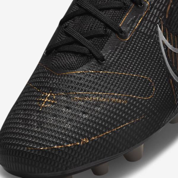 Nike Mercurial Superfly 8 Elite AG Artificial-Grasss Men's Football Shoes Black / Metal Silver / Grey / Metal Gold | NK735QZG