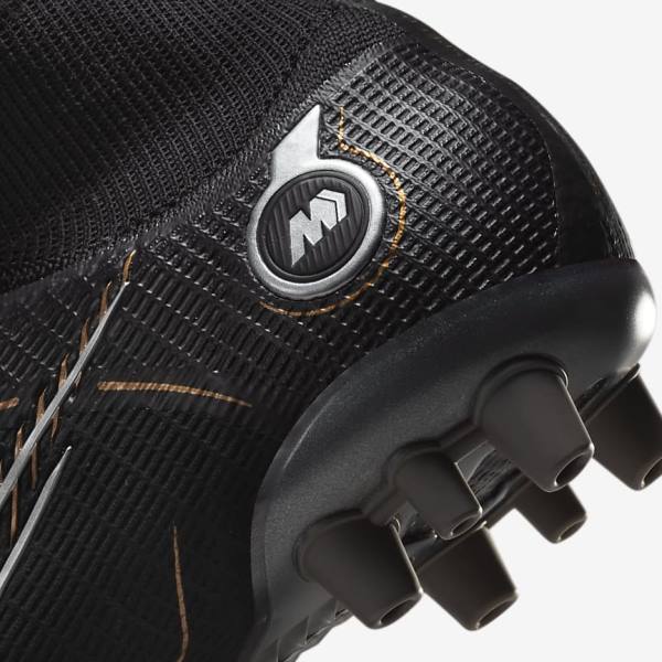 Nike Mercurial Superfly 8 Elite AG Artificial-Grasss Men's Football Shoes Black / Metal Silver / Grey / Metal Gold | NK735QZG