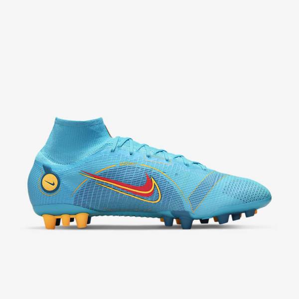 Nike Mercurial Superfly 8 Elite AG Artificial-Grasss Men's Football Shoes Blue / Orange | NK783XIM