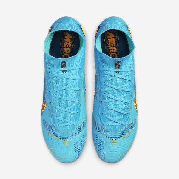 Nike Mercurial Superfly 8 Elite AG Artificial-Grasss Men's Football Shoes Blue / Orange | NK783XIM