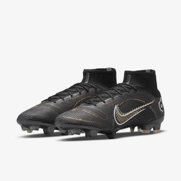 Nike Mercurial Superfly 8 Elite FG Firm-Grounds Women's Football Shoes Black / Metal Silver / Grey / Metal Gold | NK520VZH