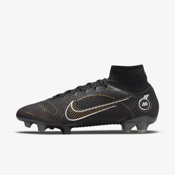 Nike Mercurial Superfly 8 Elite FG Firm-Grounds Women\'s Football Shoes Black / Metal Silver / Grey / Metal Gold | NK520VZH