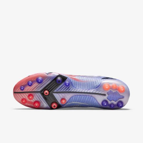 Nike Mercurial Superfly 8 Elite KM AG Artificial-Grass Women's Football Shoes Indigo / Light Red / Metal Silver | NK281BKZ