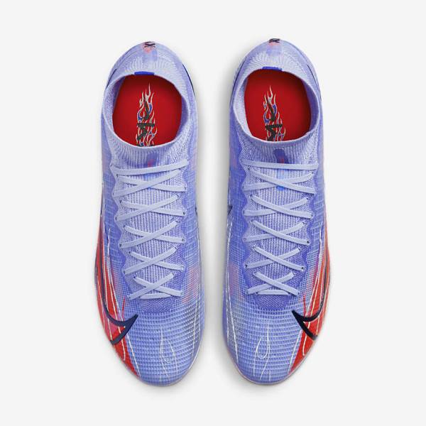 Nike Mercurial Superfly 8 Elite KM FG Firm-Ground Women's Football Shoes Indigo / Light Red / Metal Silver | NK312WBV