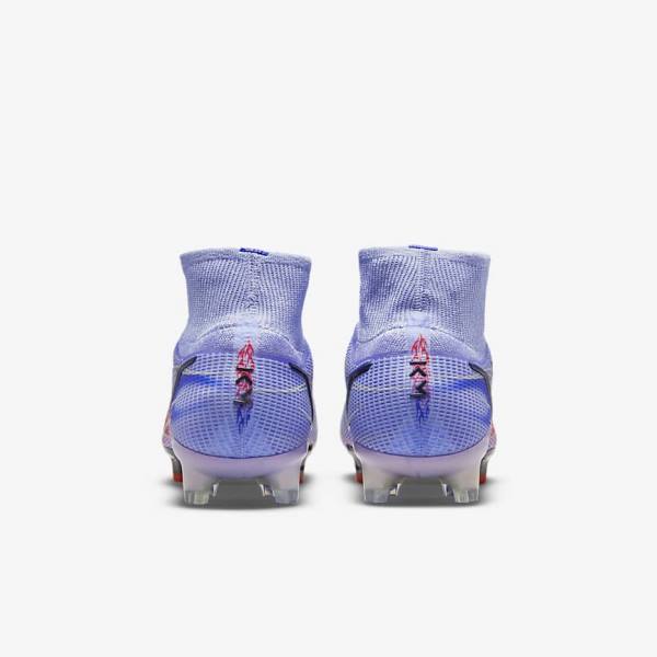 Nike Mercurial Superfly 8 Elite KM FG Firm-Ground Women's Football Shoes Indigo / Light Red / Metal Silver | NK312WBV