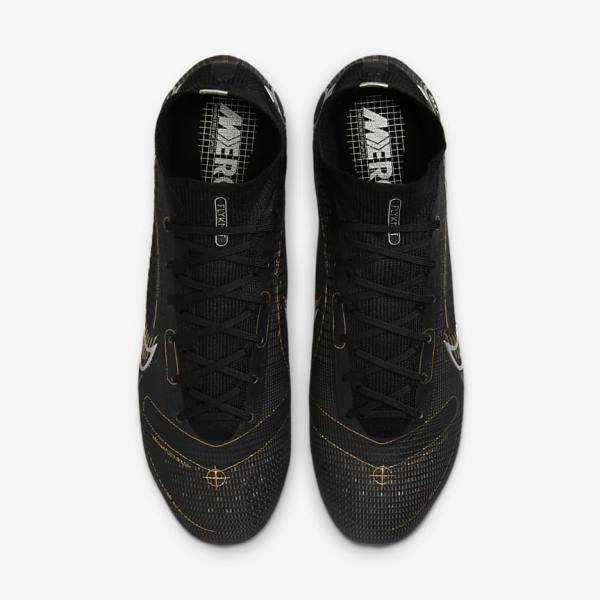 Nike Mercurial Superfly 8 Elite SG-PRO Anti-Clog Traction Soft-Ground Men's Football Shoes Black / Metal Silver / Grey / Metal Gold | NK198EDG