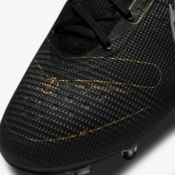 Nike Mercurial Superfly 8 Elite SG-PRO Anti-Clog Traction Soft-Ground Men's Football Shoes Black / Metal Silver / Grey / Metal Gold | NK198EDG