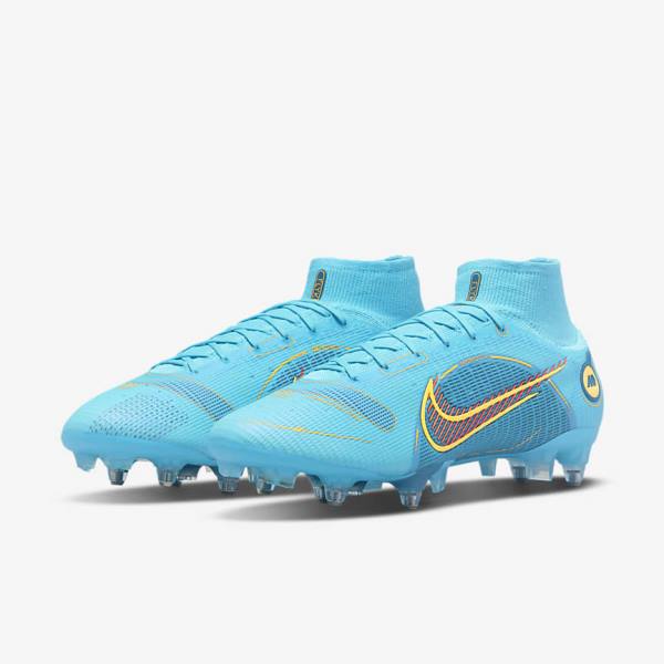 Nike Mercurial Superfly 8 Elite SG-PRO Anti-Clog Traction Soft-Ground Women's Football Shoes Blue / Orange | NK469LFD