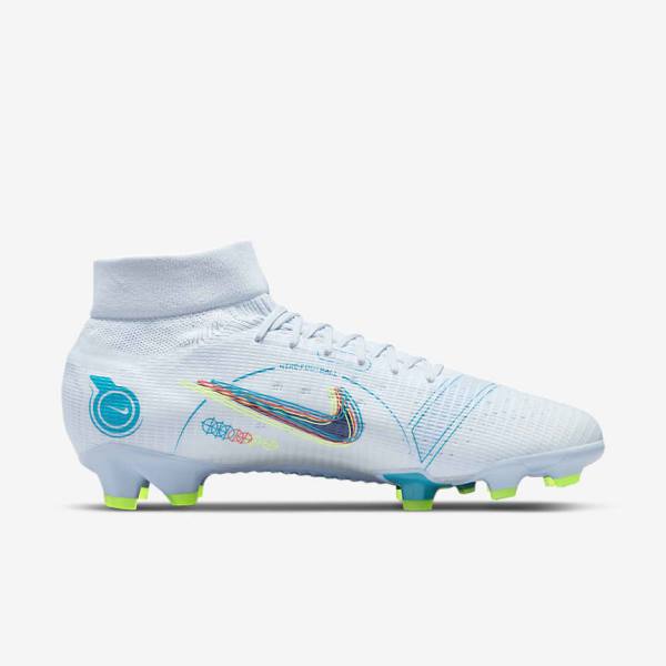 Nike Mercurial Superfly 8 Pro FG Firm-Ground Men's Football Shoes Grey / Light Blue / Dark Blue | NK214ACG