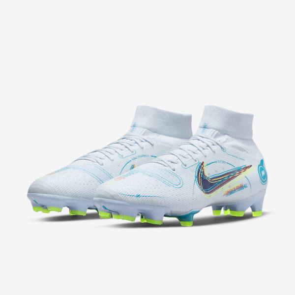 Nike Mercurial Superfly 8 Pro FG Firm-Ground Men's Football Shoes Grey / Light Blue / Dark Blue | NK214ACG