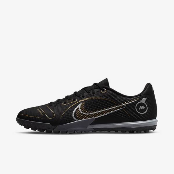 Nike Mercurial Vapor 14 Academy TF Turf Women\'s Football Shoes Black / Metal Silver / Grey / Metal Gold | NK530XDW