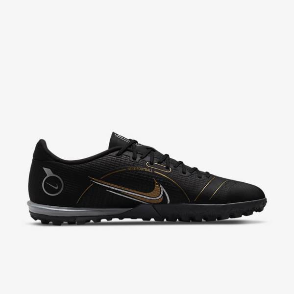 Nike Mercurial Vapor 14 Academy TF Turf Men's Football Shoes Black / Metal Silver / Grey / Metal Gold | NK854LCM