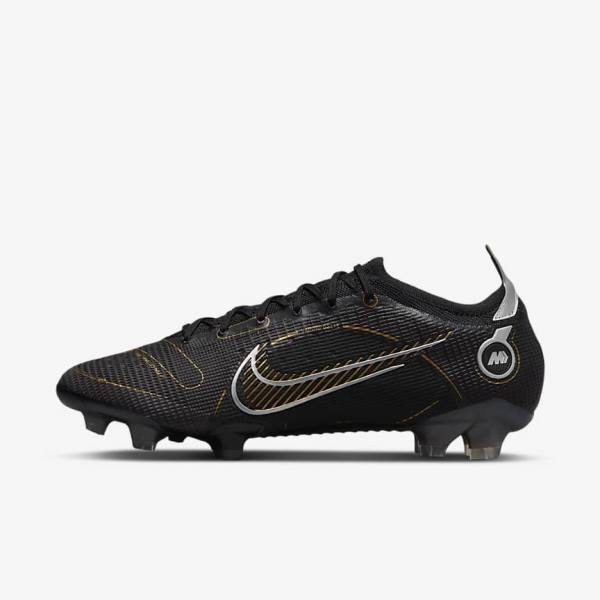 Nike Mercurial Vapor 14 Elite FG Firm-Grounds Men\'s Football Shoes Black / Metal Silver / Grey / Metal Gold | NK056RHN