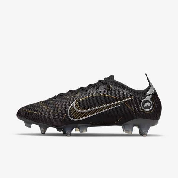 Nike Mercurial Vapor 14 Elite SG-PRO Anti-Clog Traction Soft-Grounds Women\'s Football Shoes Black / Metal Silver / Grey / Metal Gold | NK672LPJ