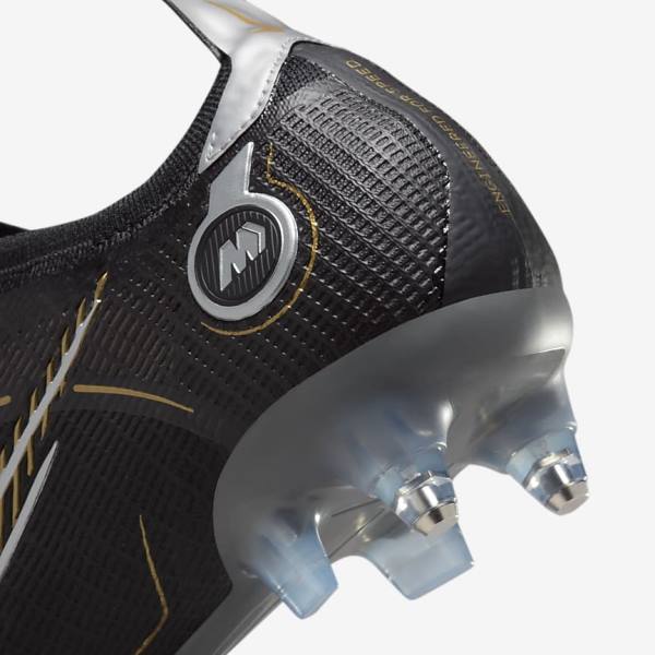 Nike Mercurial Vapor 14 Elite SG-PRO Anti-Clog Traction Soft-Grounds Men's Football Shoes Black / Metal Silver / Grey / Metal Gold | NK974HWN