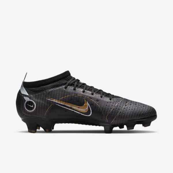 Nike Mercurial Vapor 14 Pro FG Firm-Ground Men's Football Shoes Black / Metal Silver / Grey / Metal Gold | NK154NOZ