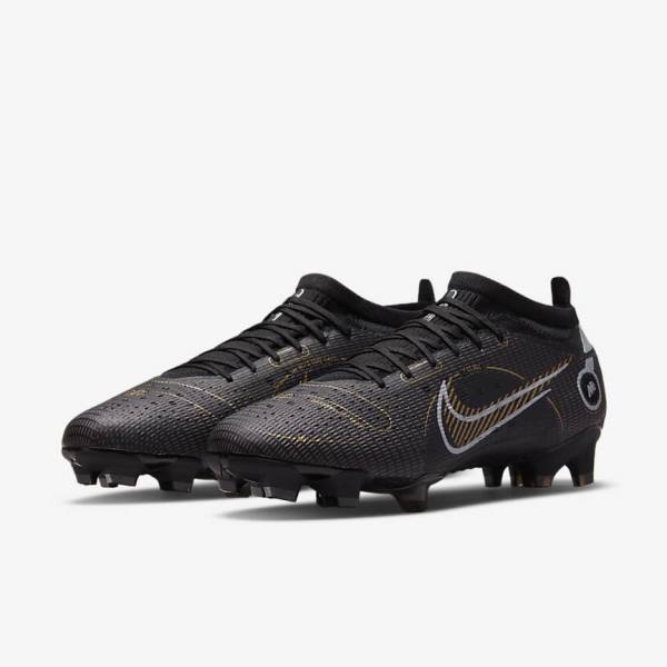 Nike Mercurial Vapor 14 Pro FG Firm-Ground Men's Football Shoes Black / Metal Silver / Grey / Metal Gold | NK154NOZ