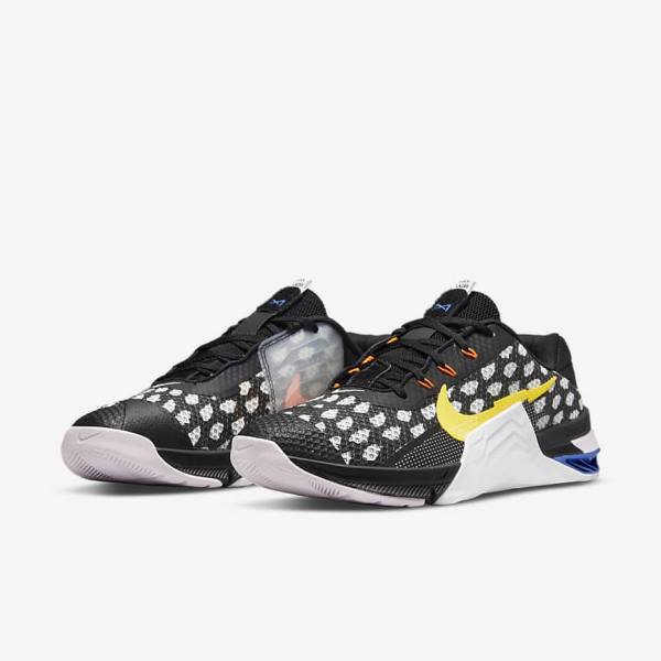 Nike Metcon 7 Men's Training Shoes Black / White / Blue / Yellow | NK564UQC