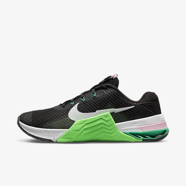 Nike Metcon 7 Women\'s Training Shoes Black / Green / Pink / White | NK513NCB