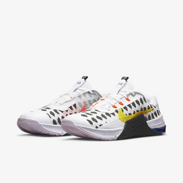 Nike Metcon 7 Women's Training Shoes Black / White / Blue / Yellow | NK617OBF