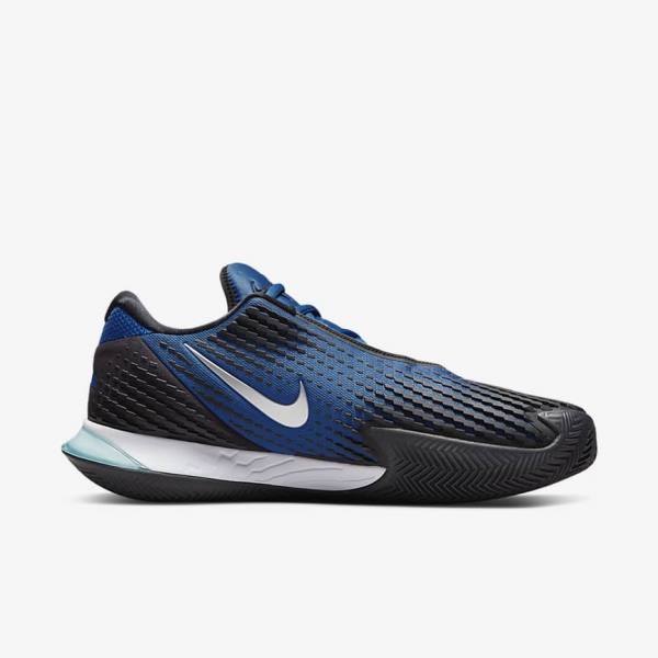 Nike NikeCourt Air Zoom Vapor Cage 4 Rafa Clay Men's Tennis Shoes Blue / Black / Metal Silver | NK849MCG